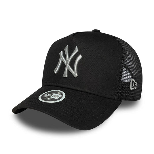 Gorra New Era New York Yankees MLB Metallic 9FORTY A-Frame Trucker Mujer Negro