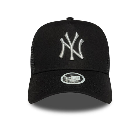 Gorra New Era New York Yankees MLB Metallic 9FORTY A-Frame Trucker Mujer Negro