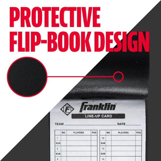 Imagen de Franklin Sports MLB Baseball + Softball Lineup Cards - 25 Game Line Up Sheets Book + Holder for Coaches + Managers - Negro